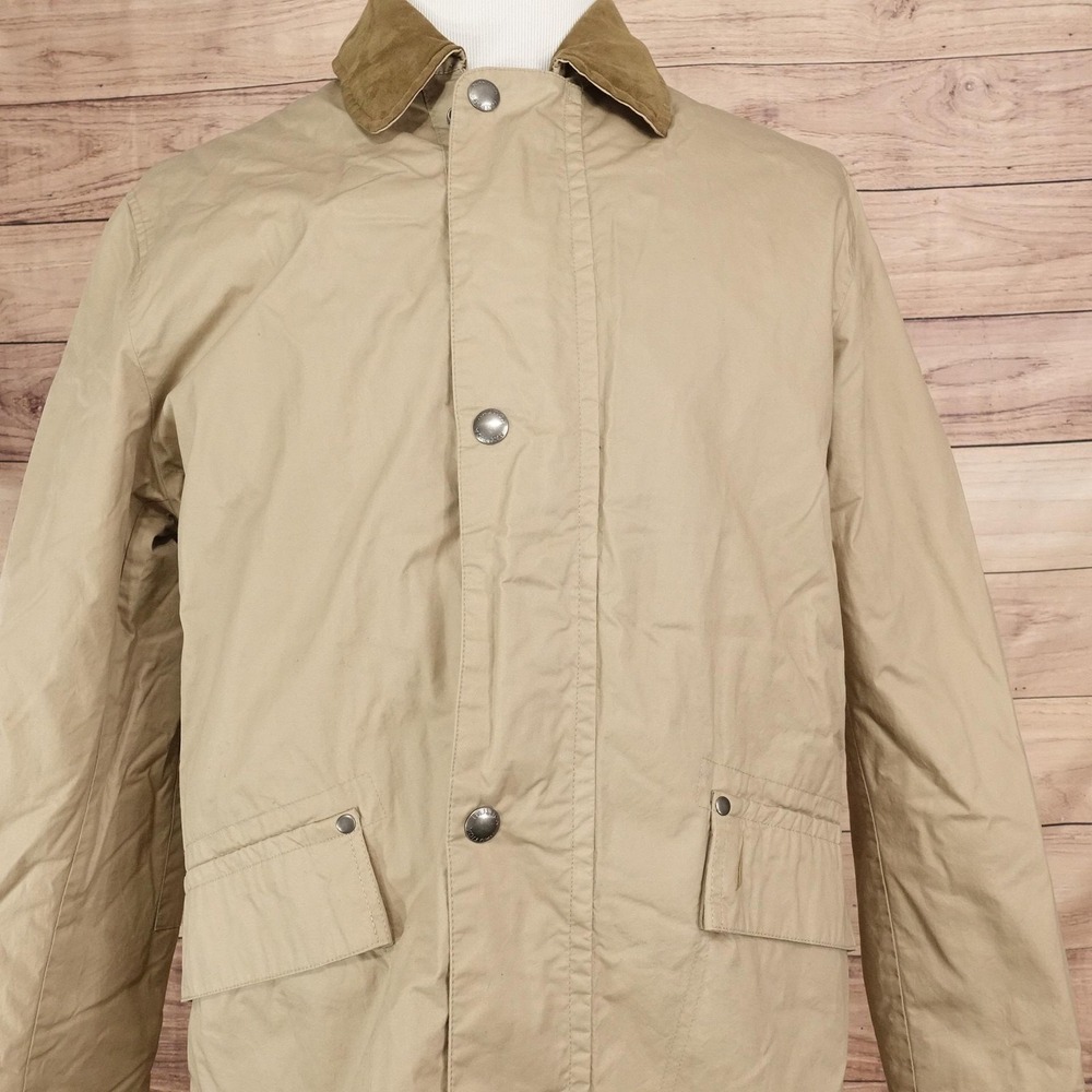 Nautica Jacket Mens M Beige Parka Plaid Lined Insulated Zip Pockets
